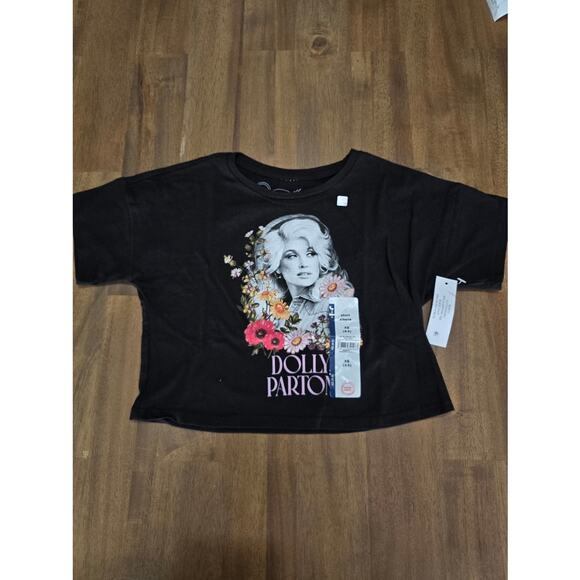 Dolly Parton Black Girls Crop Tshirt XS 4/5 - Picture 1 of 4